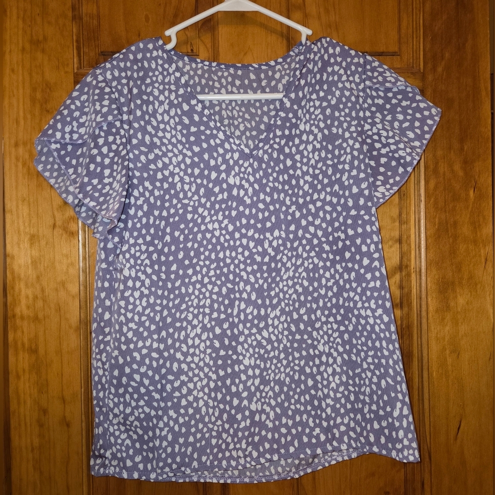 SHEIN Lavender and White Patterned Blouse